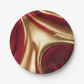 Elegant kerst-rood en goud- papieren bordje (Voorkant)