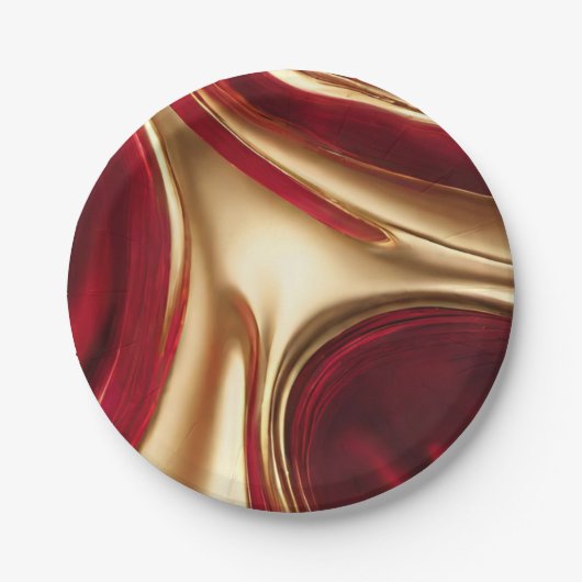 Elegant kerst-rood en goud- papieren bordje (Voorkant)