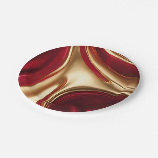 Elegant kerst-rood en goud- papieren bordje (Gekanteld)