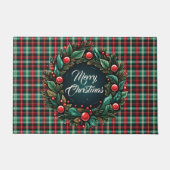 Elegant Kerst Rood en Groen Plaid Deurmat (Voorkant)