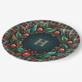 Elegant Kerst Rood en Groen Plaid Papieren Bordje (Gekanteld)
