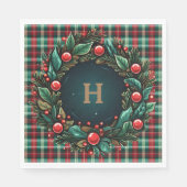 Elegant Kerst Rood en Groen Plaid Servet (Voorkant)