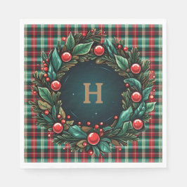 Elegant Kerst Rood en Groen Plaid Servet