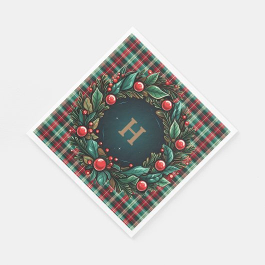 Elegant Kerst Rood en Groen Plaid Servet (Hoek)