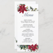 Elegant Kerst Rood Poinsettia Bruiloft Diner Me Menu (Voorkant / Achterkant)