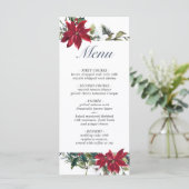 Elegant Kerst Rood Poinsettia Bruiloft Diner Me Menu (Staand voorkant)