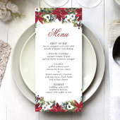Elegant Kerst Rood Poinsettia Bruiloft Diner Me Menu