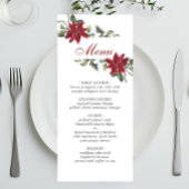 Elegant Kerst Rood Poinsettia Bruiloft Diner Menu