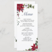 Elegant Kerst Rood Poinsettia Bruiloft Diner Menu (Voorkant / Achterkant)