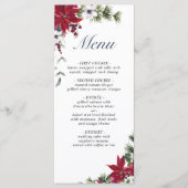 Elegant Kerst Rood Poinsettia Bruiloft Diner Menu (Voorkant)