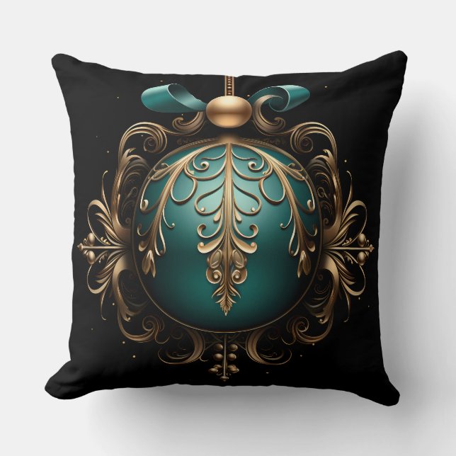 Elegant kerst Sierkussen - Barok Ornament (Voorkant)