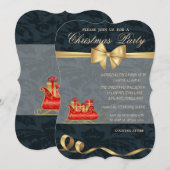 Elegant Kerst slee, Boog, Kerstfeest Kaart (Voorkant / Achterkant)