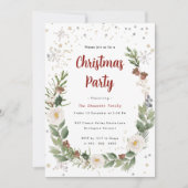 Elegant Kerst Waterverf Bloemen Vakantie Party Kaart (Voorkant)