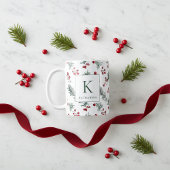 Elegant Kerst Waterverf Botanisch Monogram Koffiemok