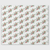 Elegant Kerst Waterverf Botanisch Rood Groen Cadeaupapier (Vlak)