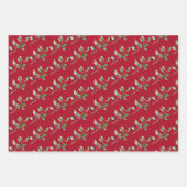 Elegant Kerst Waterverf Botanisch Rood Groen Inpakpapier Vel (Voorkant 3)