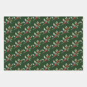Elegant Kerst Waterverf Botanisch Rood Groen Inpakpapier Vel (Voorkant 2)