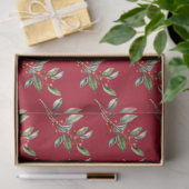Elegant Kerst Waterverf Botanisch Rood Groen Tissuepapier (Geschenk)