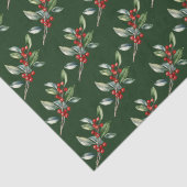 Elegant Kerst Waterverf Botanisch Rood Groen Tissuepapier (Detail)