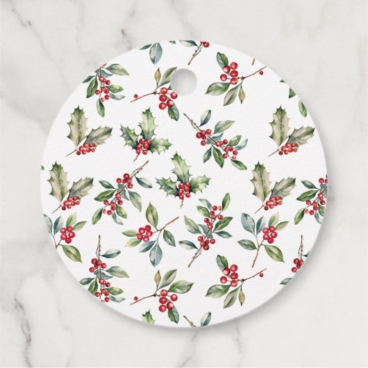 Elegant Kerst Waterverf Botanische Gift Label (Achterkant)