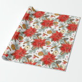  Elegant Kerst Waterverf Poinsettia Cadeaupapier (Uitgerold)