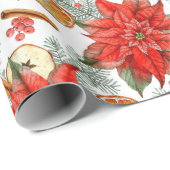  Elegant Kerst Waterverf Poinsettia Cadeaupapier (Rol Hoek)
