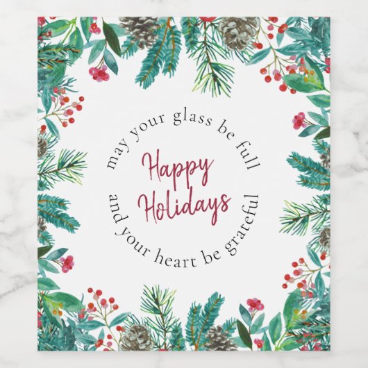 Elegant kerst wijn etiket (Enkel label)