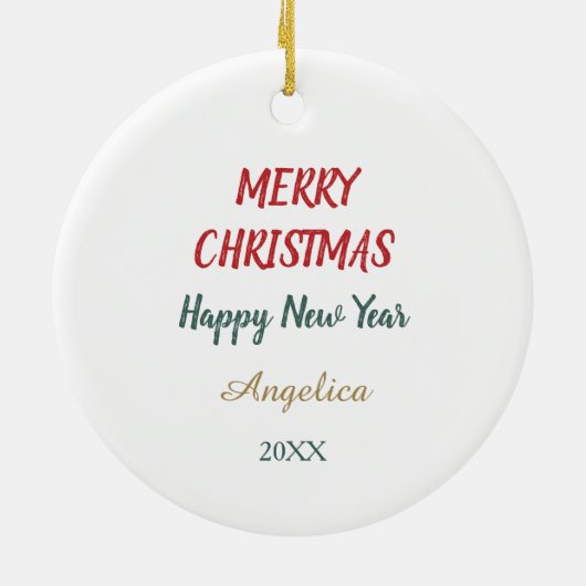 Elegant kerst wit paard keramisch ornament (Achterkant)