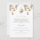 Elegant Kerst Wit Save De Datum Bruiloft Kaart (Voorkant)