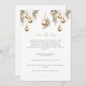 Elegant Kerst Wit Save De Datum Bruiloft Kaart (Voorkant / Achterkant)