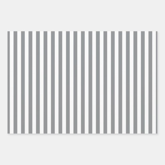 Elegant Kerst Zilver en Wit Gestreept Inpakpapier Vel (Voorkant 3)