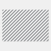 Elegant Kerst Zilver en Wit Gestreept Inpakpapier Vel (Voorkant 2)