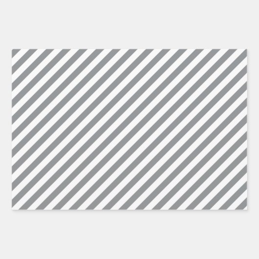 Elegant Kerst Zilver en Wit Gestreept Inpakpapier Vel (Voorkant 2)