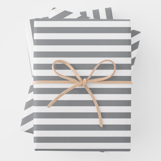 Elegant Kerst Zilver en Wit Gestreept Inpakpapier Vel (In situ)