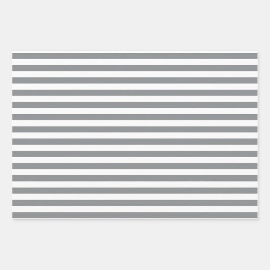 Elegant Kerst Zilver en Wit Gestreept Inpakpapier Vel (Voorkant)