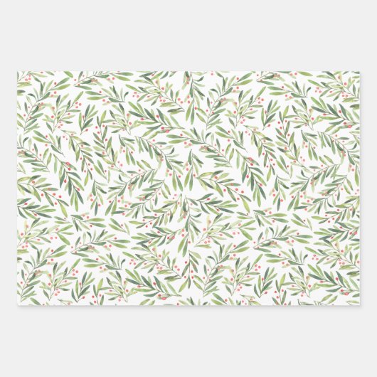 Elegant kerstakken en bessen inpakpapier vel (Voorkant 3)