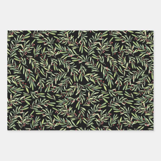 Elegant kerstakken en bessen inpakpapier vel (Voorkant 2)