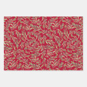 Elegant kerstakken en bessen inpakpapier vel (Voorkant)