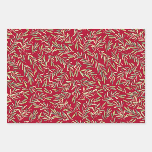 Elegant kerstakken en bessen inpakpapier vel (Voorkant)