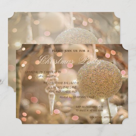 Elegant Kerstbal, Bedrijfs Kerstfeest Kaart (Voorkant / Achterkant)