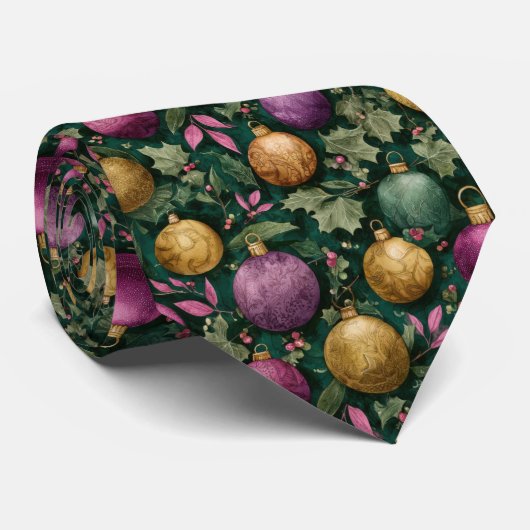 Elegant Kerstbal Patronen Stropdas (Opgerold)