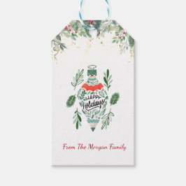 Elegant, kerstbal, pijnboomtakken, Confetti Cadeaulabel