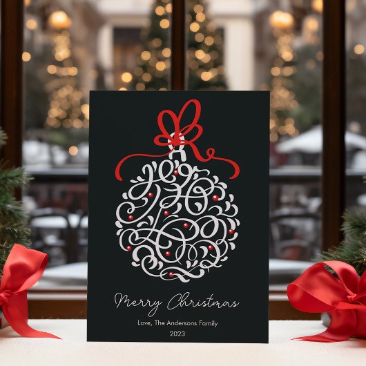 Elegant Kerstbal Plat Feestdagenkaart