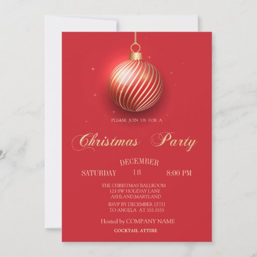 Elegant kerstbal Red Kerstmis Company Party Kaart (Voorkant)