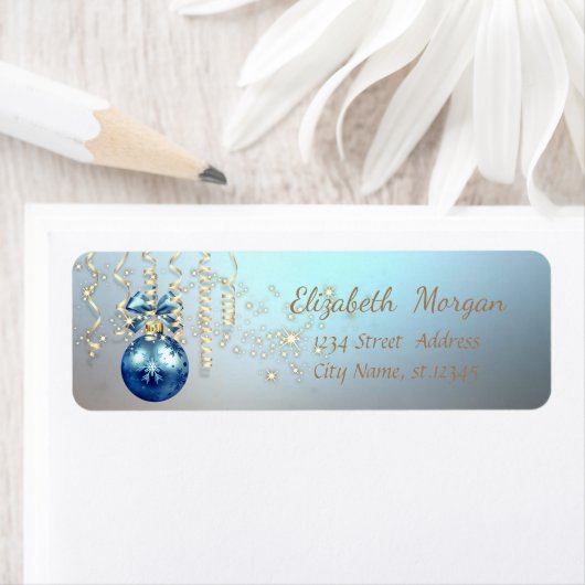 Elegant kerstbal, Sparkle, Blue Etiket (Insitu)