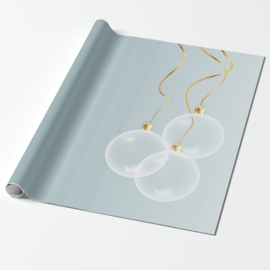 Elegant kerstballen Blue Holiday Cadeaupapier (Uitgerold)