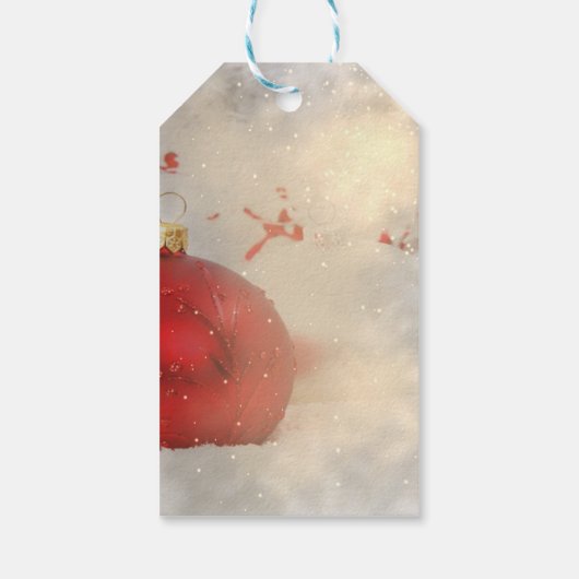 Elegant kerstballen, boog, Confetti Cadeaulabel (Achterkant)