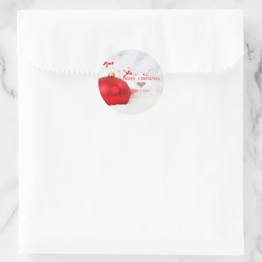 Elegant kerstballen.Branches Ronde Sticker (Tas)