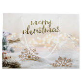 Elegant kerstballen Gold Snowflakes Holiday Groot Cadeauzakje (Achterkant)