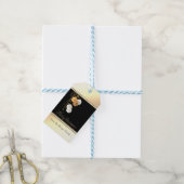 Elegant kerstballen, goud, zwart-gepersonaliseerd cadeaulabel (Met Touw)